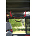 Rear seat grab handles attached to red Jeep Wrangler Unlimited JK.