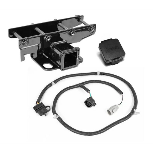 Black ignition cable and harness for the Rugged Ridge Receiver Hitch Kit Jeep Logo 07-18 Jeep Wrangler.