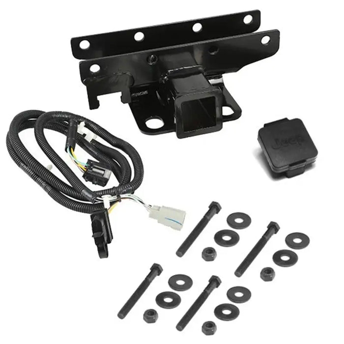 Rugged Ridge receiver hitch kit with cable and harness for 07-18 Jeep Wrangler