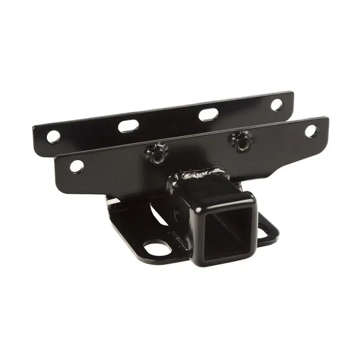 Black metal bracket with two holes for Jeep Wrangler JL receiver hitch kit.