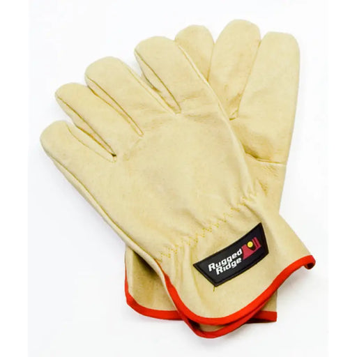 Rugged Ridge Recovery Gloves Leather for Jeep Wrangler with Red Rubber Palm