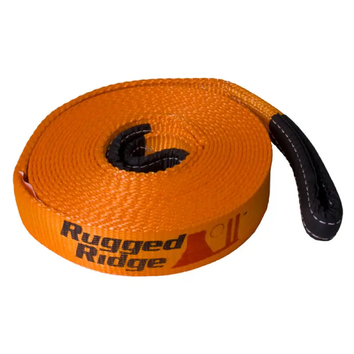 Rugged Ridge Recovery Strap 2in x 30 feet - Orange rope with black handle