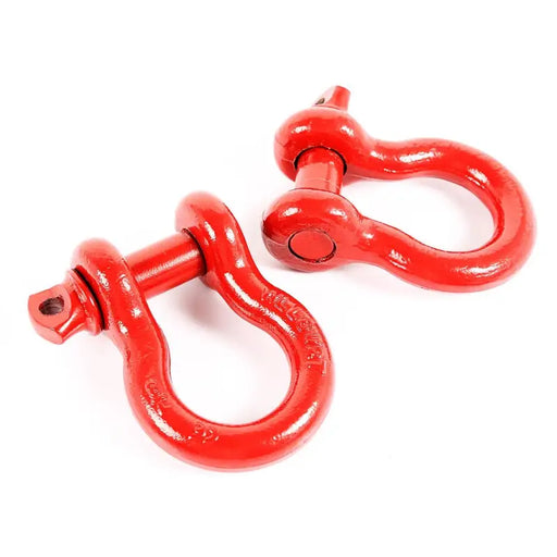 Rugged Ridge Red 7/8in D-Shackles with two shackles and two hooks
