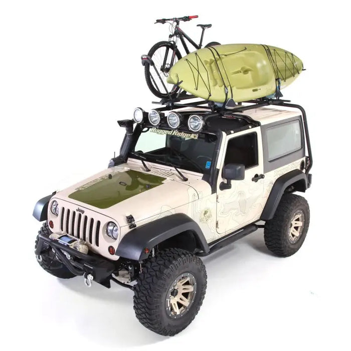 Rugged Ridge Roof Rack on Jeep Wrangler with Kayak