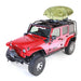 Red Jeep Wrangler with kayak on Rugged Ridge Roof Rack