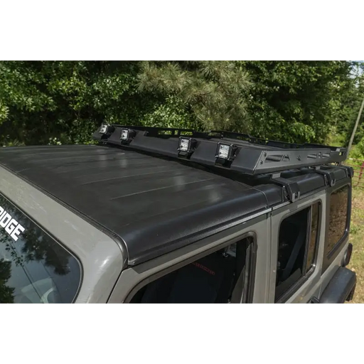 Black roof rack on Rugged Ridge Roof for Jeep Wrangler JL 4Dr Hardtops