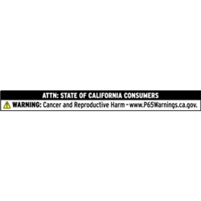 California state warning sign displayed on Rugged Ridge RRC Rocker Guards for 07-18 4-Door Jeep Wrangler