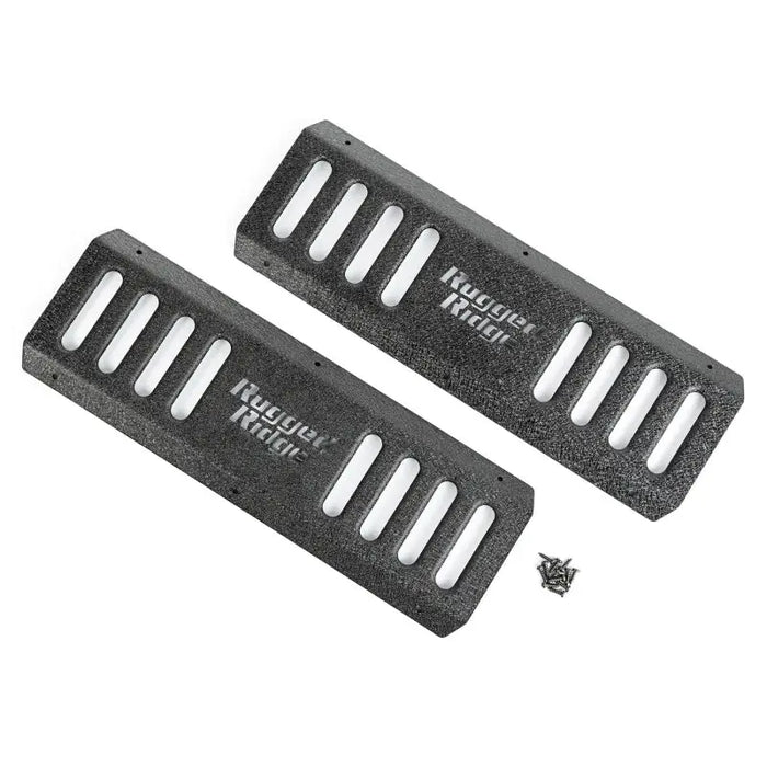 Pair of black plastic armor step plates for Jeep Wrangler JK