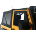 Yellow Jeep with door open, Rugged Ridge Sailcloth Soft Top Black Diamond for 2-Door JK.