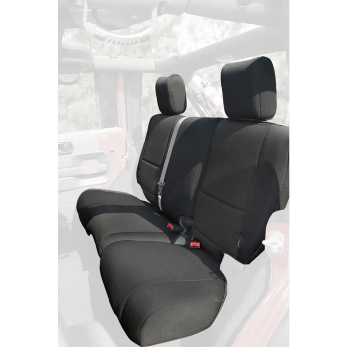 Rugged Ridge black seat cover with red and white stripe for Jeep Wrangler JK 4dr