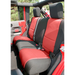 Red Jeep seat cover with black trim from Rugged Ridge Seat Cover Kit for 07-10 Jeep Wrangler JK 2dr