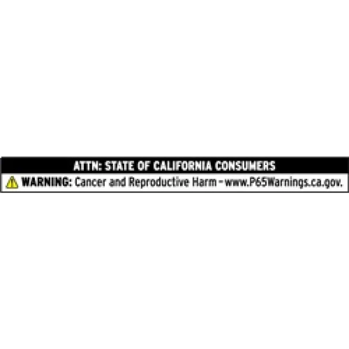 California state warning sign displayed on Rugged Ridge seat cover kit.