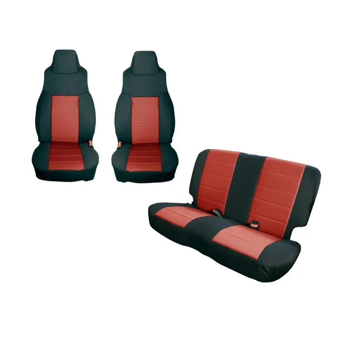 Custom Toyota seat covers by Rugged Ridge in Black/Red for Jeep Wrangler TJ