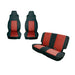 Custom seat cover kit for Ford Mustang by Rugged Ridge featuring black and red design