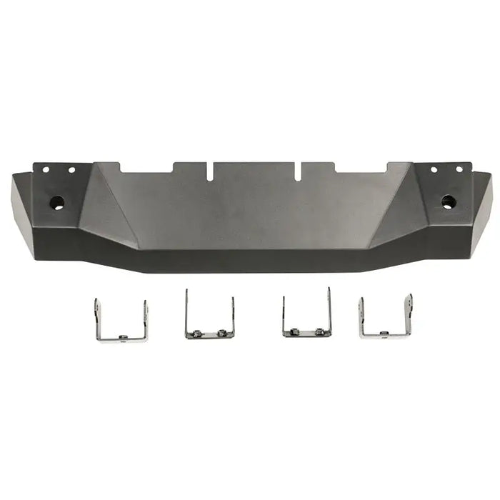 Black plastic bracket with two screws on Rugged Ridge Skid Plate for 18-20 Jeep Wrangler JL