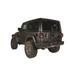 Rear view of black Jeep with spare tire relocation bracket