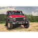 Rugged Ridge Spartacus Front Bumper Black on Jeep Wrangler parked on dirt road