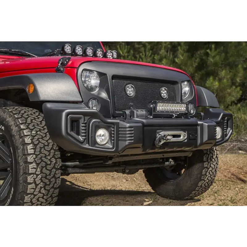 Rugged Ridge Spartacus Front Bumper Black on Red Jeep Wrangler