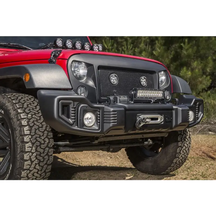 Rugged Ridge Spartacus Front Bumper Black on Red Jeep Wrangler