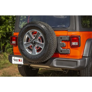 Rear tire cover on Rugged Ridge Spartacus HD Tire Carrier Hinge Casting for Jeep Wrangler JL