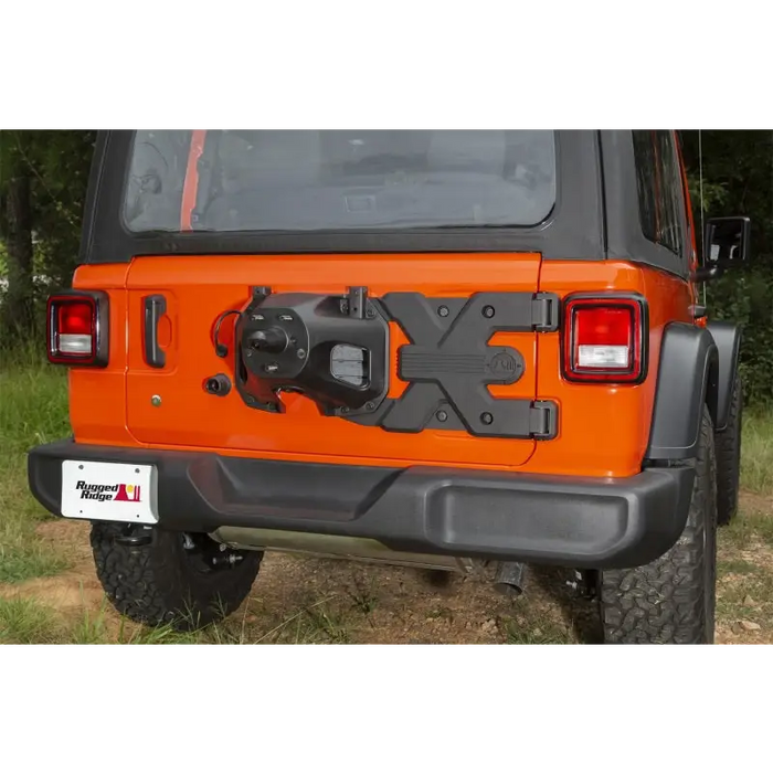 Rugged Ridge Spartacus HD Tire Carrier Hinge Casting for 18-20 Jeep Wrangler JL - rear bumper mount installation