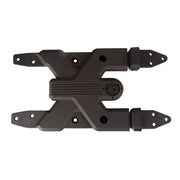 Pair of black plastic brackets for Rugged Ridge Spartacus HD Tire Carrier Hinge Casting 18-20 Jeep Wrangler JL