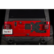 Red Jeep with Black Tail Light - Rugged Ridge Spartacus HD Tire Carrier Hinge Casting 97-06 TJ