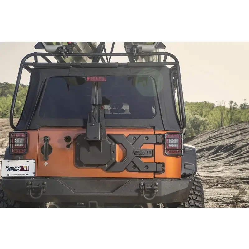 Rugged Ridge Spartacus HD Tire Carrier Kit for 07-18 Jeep Wrangler with roof rack