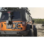 Front bumper mounted on Rugged Ridge Spartacus HD Tire Carrier Kit for Jeep Wrangler