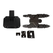 Pair of black plastic tire carrier brackets for Rugged Ridge Spartacus HD Tire Carrier Kit.