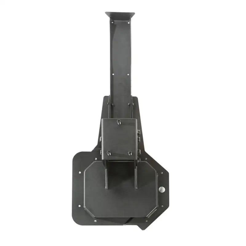 Rugged Ridge Spartacus HD Tire Carrier Wheel Mount with black metal shovel