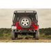 Red Jeep Wrangler with Rugged Ridge Spartacus Rear Bumper and White Tire Cover