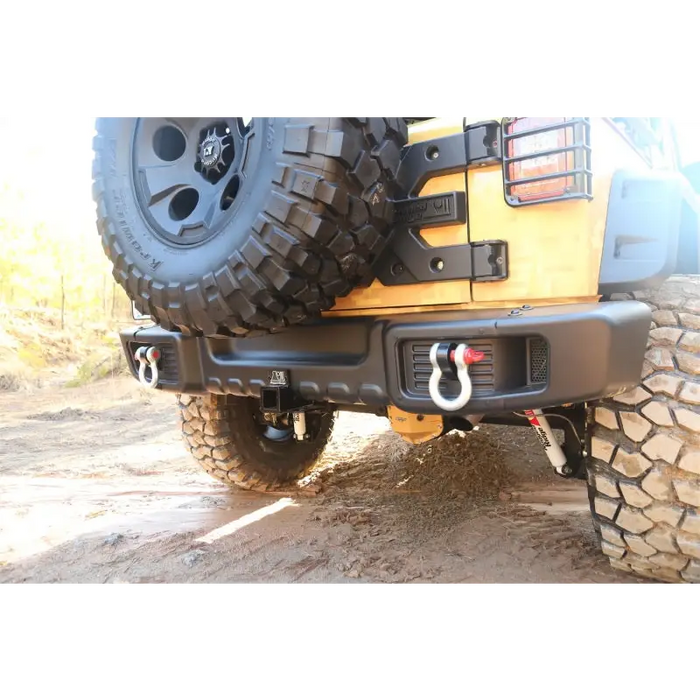 Rugged Ridge Spartacus Rear Bumper Black on Jeep Wrangler with Oversized Tire