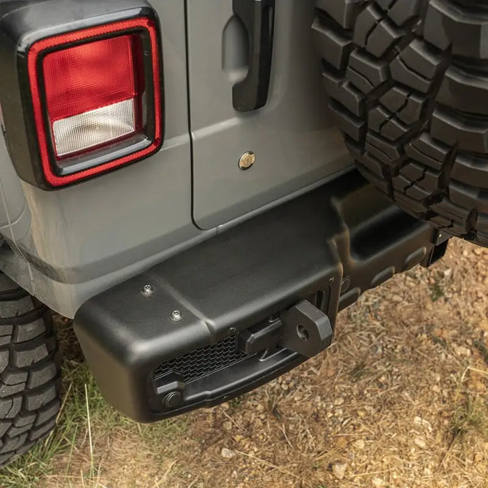 Rugged Ridge Spartacus Rear Bumper with Tail Light on Jeep Wrangler JL
