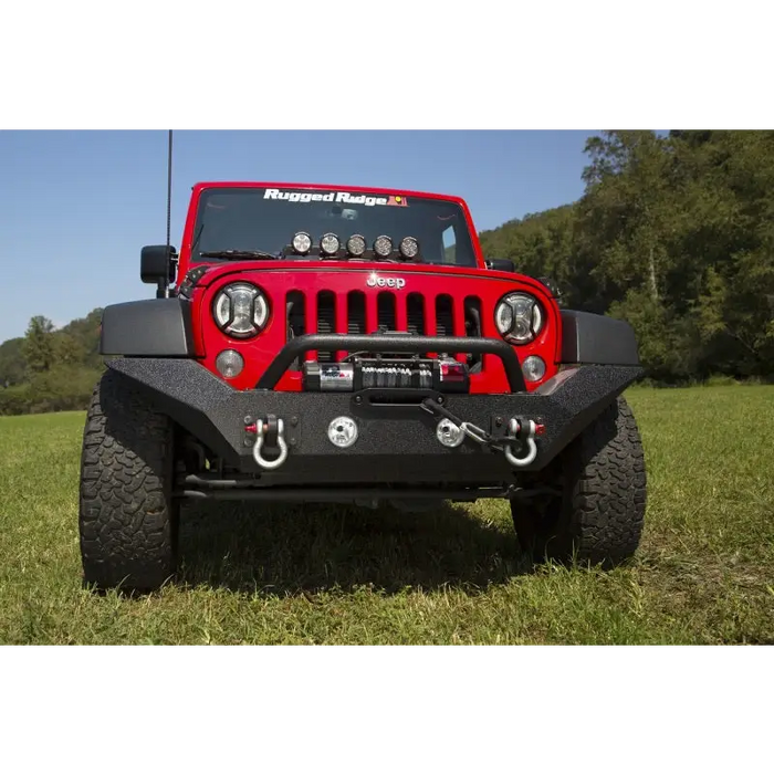 Rugged Ridge Spartan Front Bumper with Red and Black Design for Jeep Wrangler JK