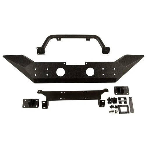 Rugged Ridge Spartan Front Bumper HCE W/Overrider - black metal frame with latch