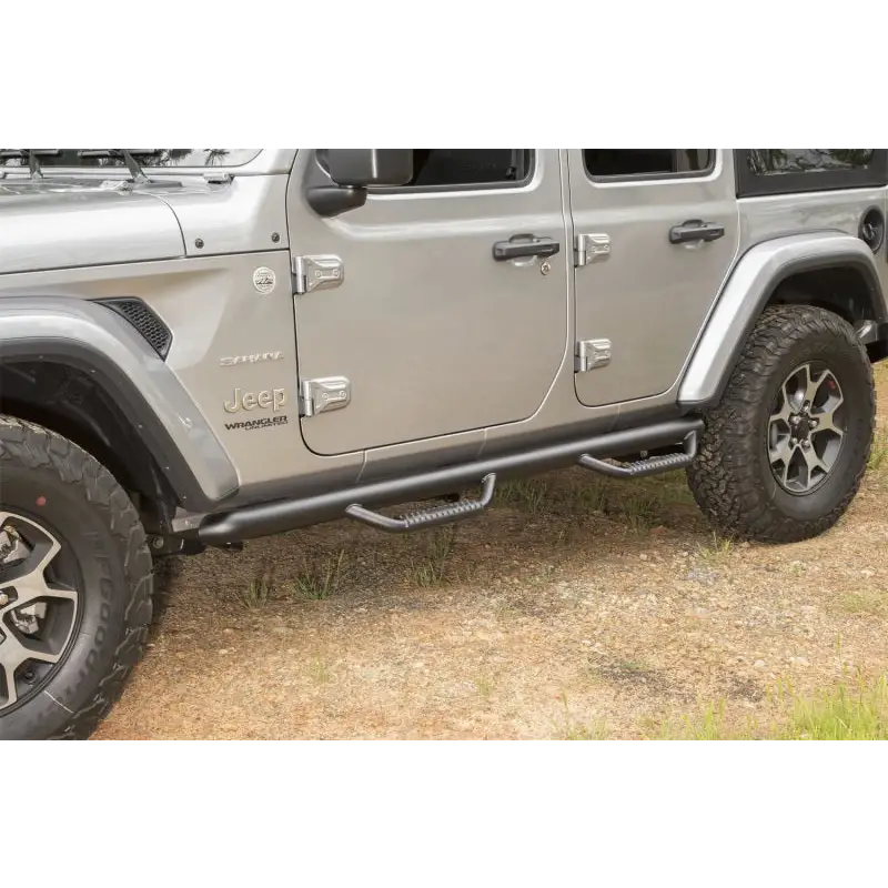 Rugged Ridge Spartan Nerf Bar Textured Black on Gray Jeep