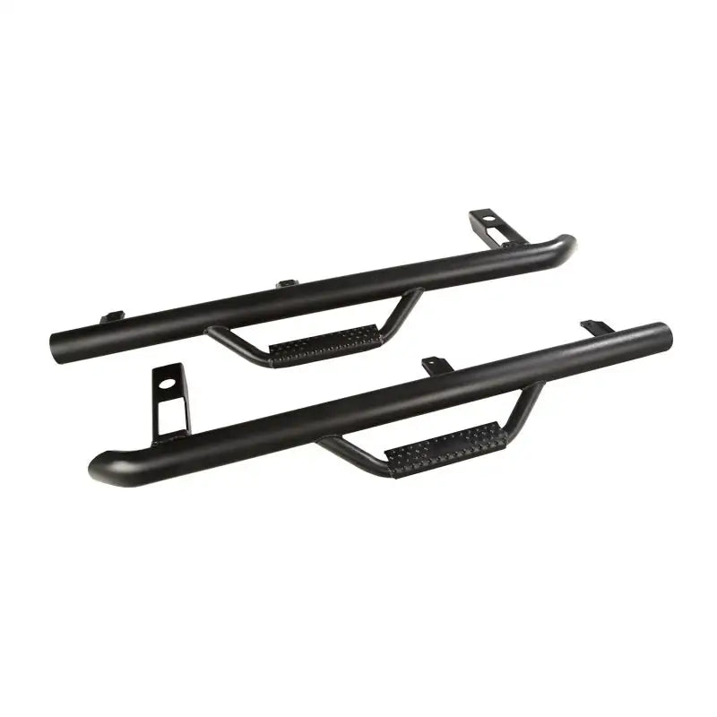 Pair of front bumper bars for the BMW E-Type, part of the Rugged Ridge Spartan Nerf Bar collection.