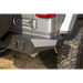 Close-up of tire on car with Rugged Ridge Spartan Rear Bumper for Jeep Wrangler JL.