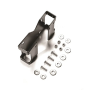 Rugged Ridge Third Brake Light Spacer for 97-06 Jeep Wrangler TJ - Front end of black aluminum frame with metal rings