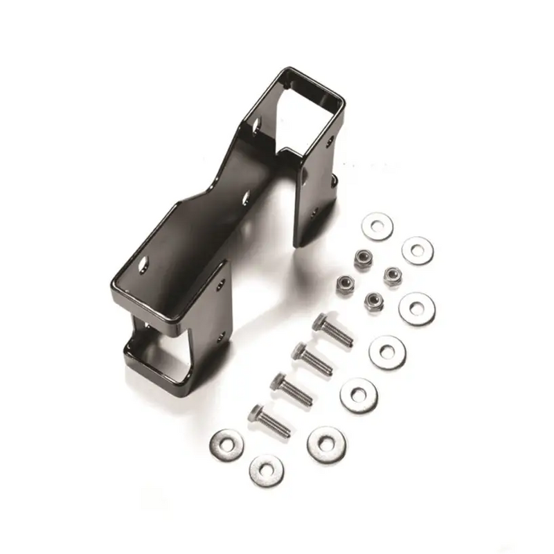 Rugged Ridge Third Brake Light Spacer for 97-06 Jeep Wrangler TJ - Front end of black aluminum frame with metal rings