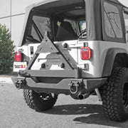 Rugged Ridge Tire Carrier XHD Rear Bumper for Jeep Wrangler with Large Tire Rack
