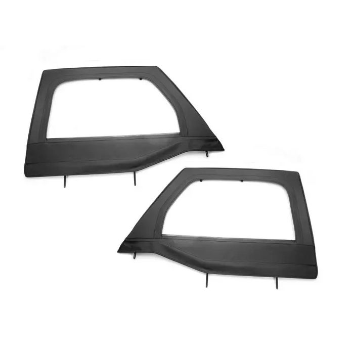 Pair of front bumpers for BMW displayed in Rugged Ridge Upper Soft Door Kit on Jeep Wrangler JK
