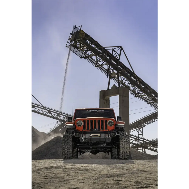 Rugged Ridge Venator Front Bumper on Jeep Wrangler in Quarry