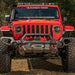 Red Jeep with Light Bar and Winch Tray by Rugged Ridge Venator