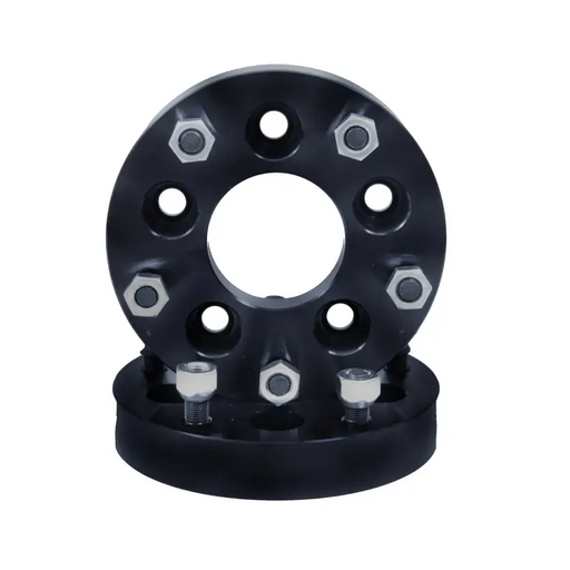 Black wheel spacer for Rugged Ridge Wheel Adapters with 4 holes.