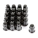 Rugged Ridge Wheel Lug Nut Set of 20 Black 1/2-20 - black plastic screws on white background