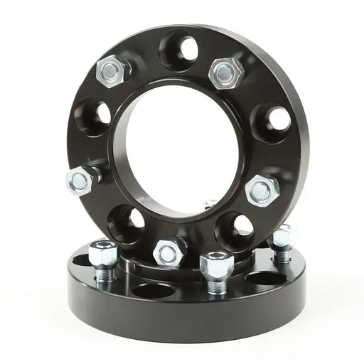 Black wheel spacer with four bolts for Rugged Ridge Wheel Spacers.