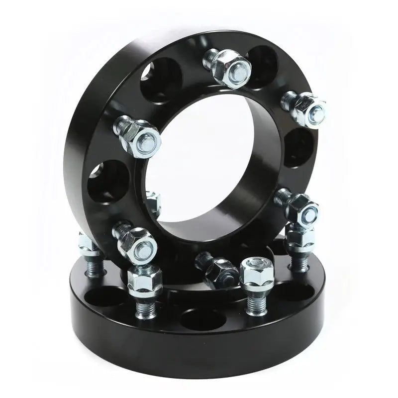 Rugged Ridge black wheel spacers on white background