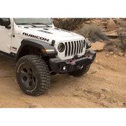 Rugged Ridge Winch Mount Plate for Jeep JL/JT parked on rocky desert road